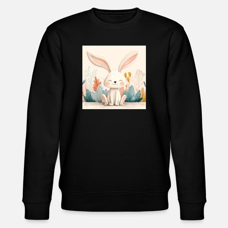 Cute Bunny with Pastel Vegetation - Stanley/Stella CHANGER Unisex Organic Sweatshirt - black