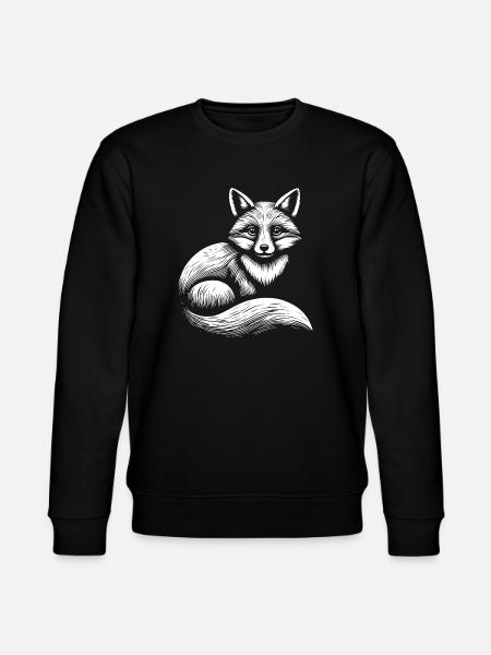 Fuchs Illustration in Schwarz-Weiß - Stanley/Stella Unisex Bio-Sweatshirt CHANGER  - Schwarz