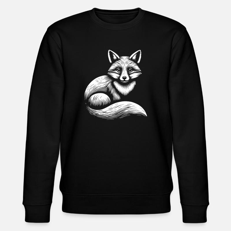 Fuchs Illustration in Schwarz-Weiß - Stanley/Stella Unisex Bio-Sweatshirt CHANGER - Schwarz
