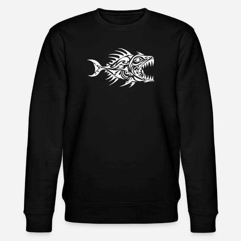 Poisson Piranha Tribal - Sweat bio CHANGER Stanley/Stella Unisexe - noir
