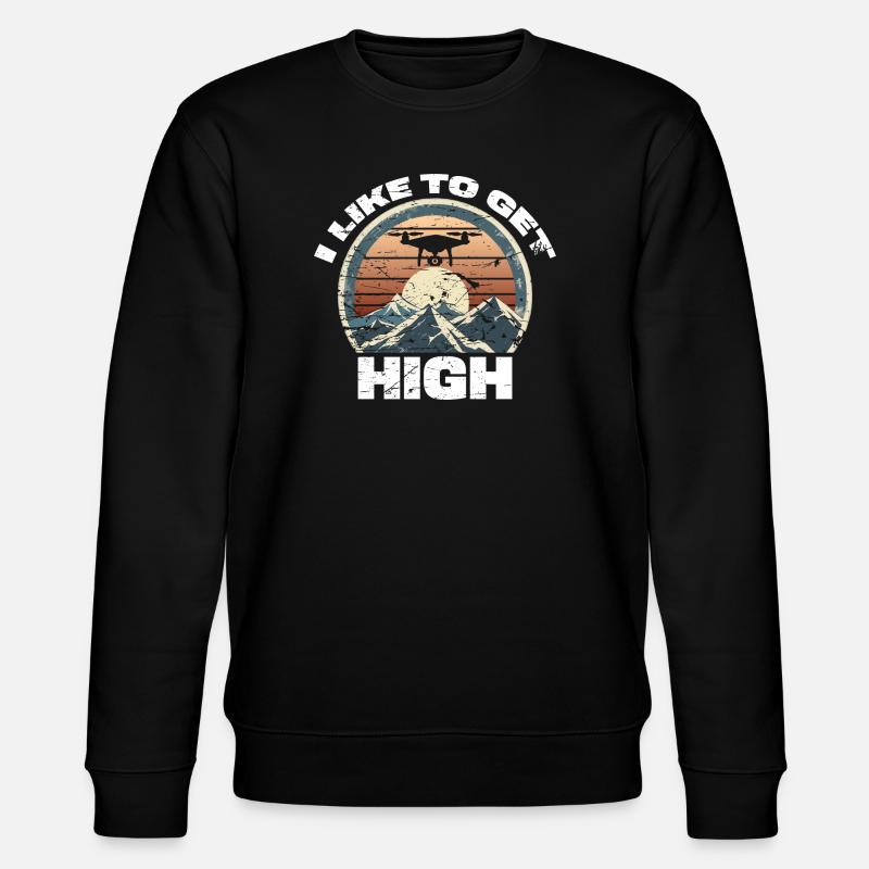 Drohne I like to get high - Stanley/Stella Unisex Bio-Sweatshirt CHANGER  - Schwarz