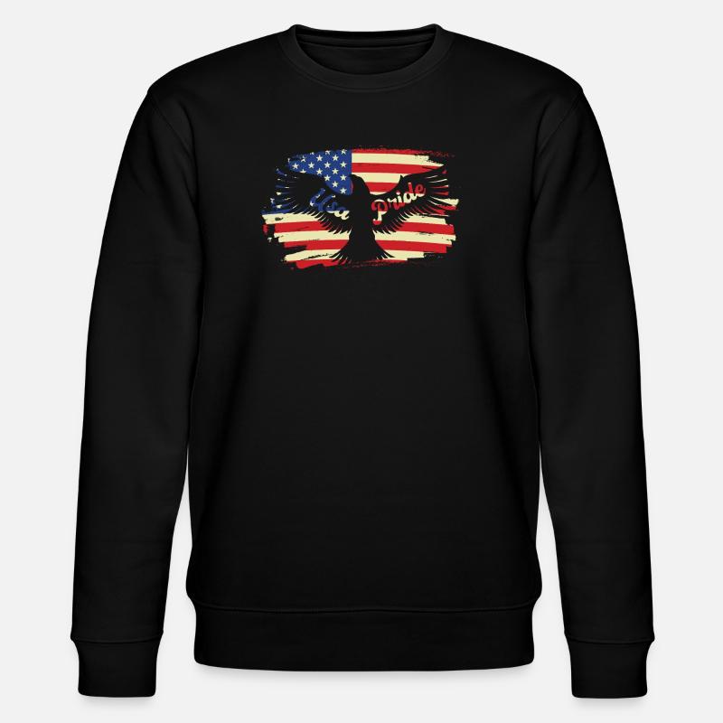 American Pride Eagle on Flag - Stanley/Stella CHANGER Unisex Organic Sweatshirt - black