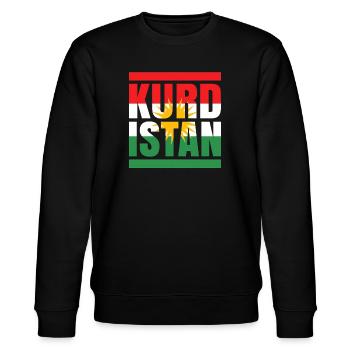Kurdistan Flagge mit Sonnenmotif - Stanley/Stella Unisex Bio-Sweatshirt CHANGER  - Schwarz - Vorne - Nik (191cm) & Marisol (170cm)