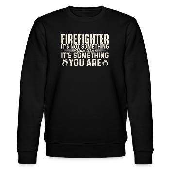 Feuerwehrspruch Motiv für Feuerwehrleute - Stanley/Stella Unisex Bio-Sweatshirt CHANGER  - Schwarz - Vorne - Nik (191cm) & Marisol (170cm)