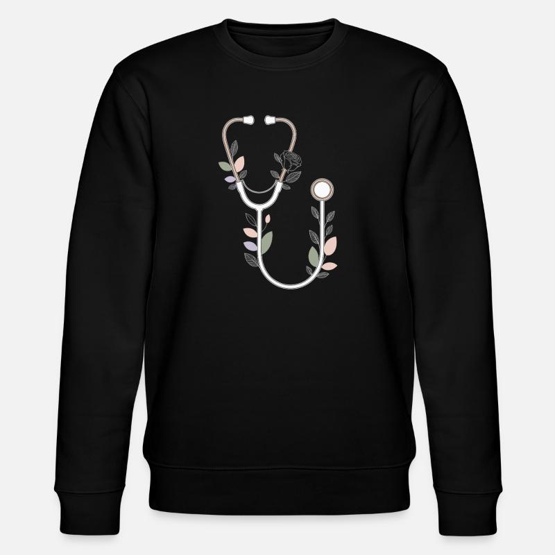 Floral Stethoscope Design - Stanley/Stella CHANGER Unisex Organic Sweatshirt - black