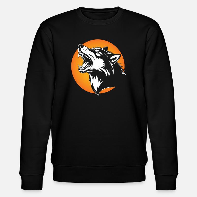 Wolf head in contrasting silhouette - Stanley/Stella CHANGER Unisex Organic Sweatshirt - black