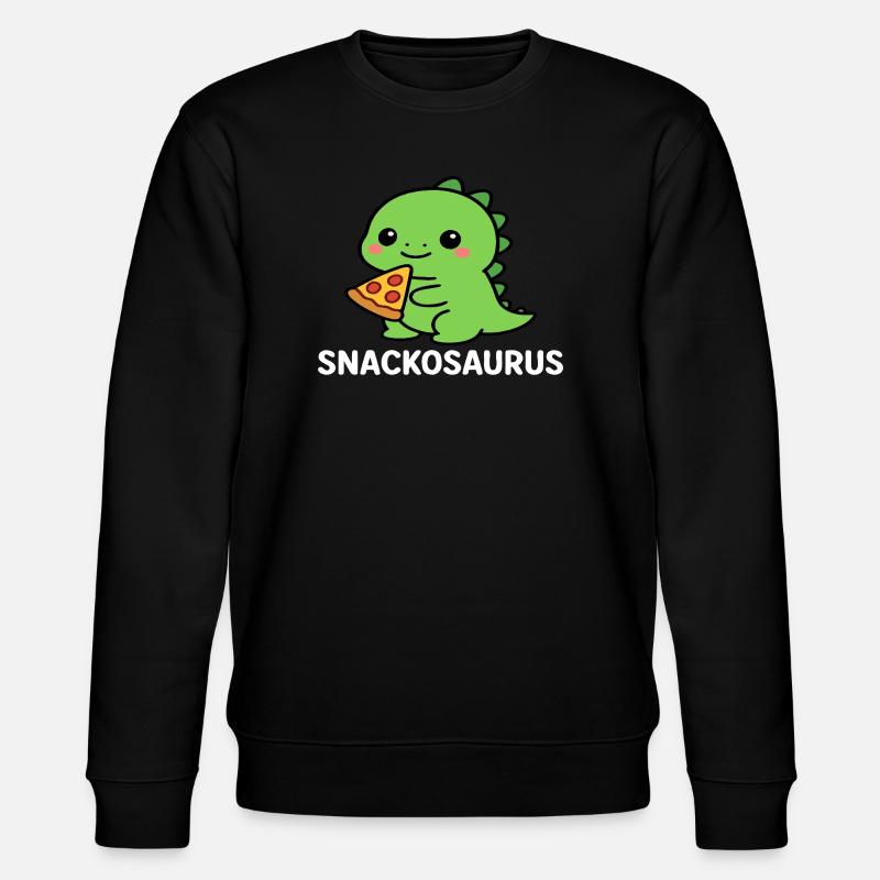 Verspielter Dinosaurier mit Pizzastück - Stanley/Stella Unisex Bio-Sweatshirt CHANGER  - Schwarz