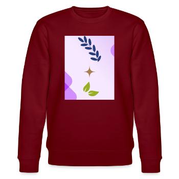 Minimalist Nature-inspired Leaf Design - Stanley/Stella CHANGER Unisex Organic Sweatshirt - burgundy - Front - Nik (191cm) & Marisol (170cm)