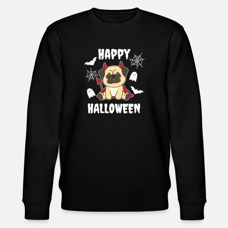 Pug Happy Halloween Devil - Stanley/Stella CHANGER Unisex Organic Sweatshirt - black