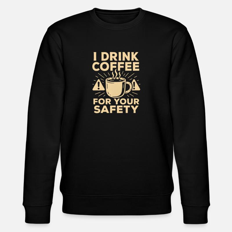 Kaffee-Sicherheits-Humor-Illustration - Stanley/Stella Unisex Bio-Sweatshirt CHANGER  - Schwarz