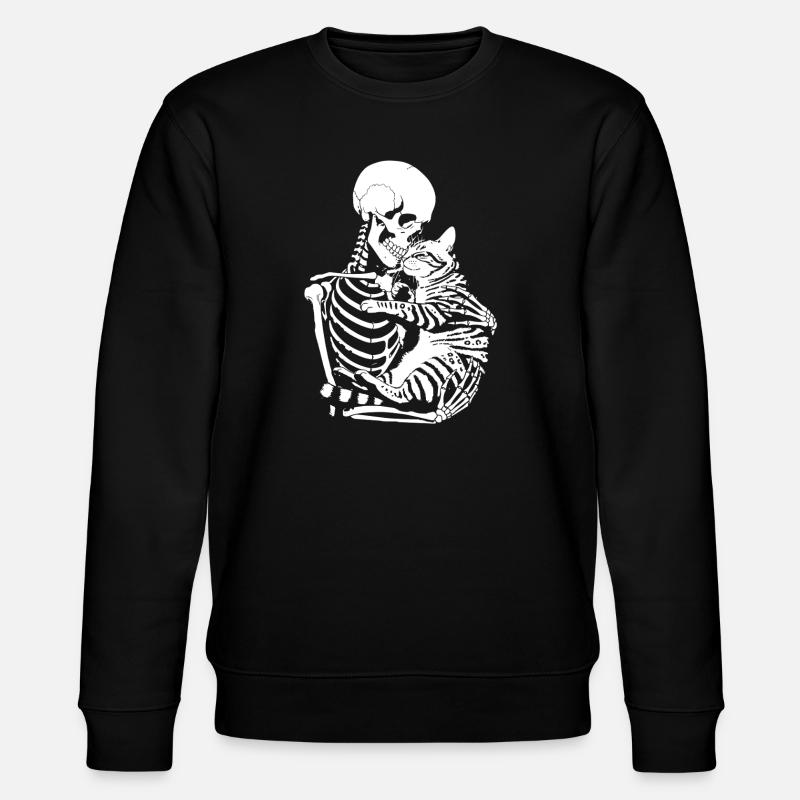 Skeleton hugging cat - Stanley/Stella CHANGER Unisex Organic Sweatshirt - black