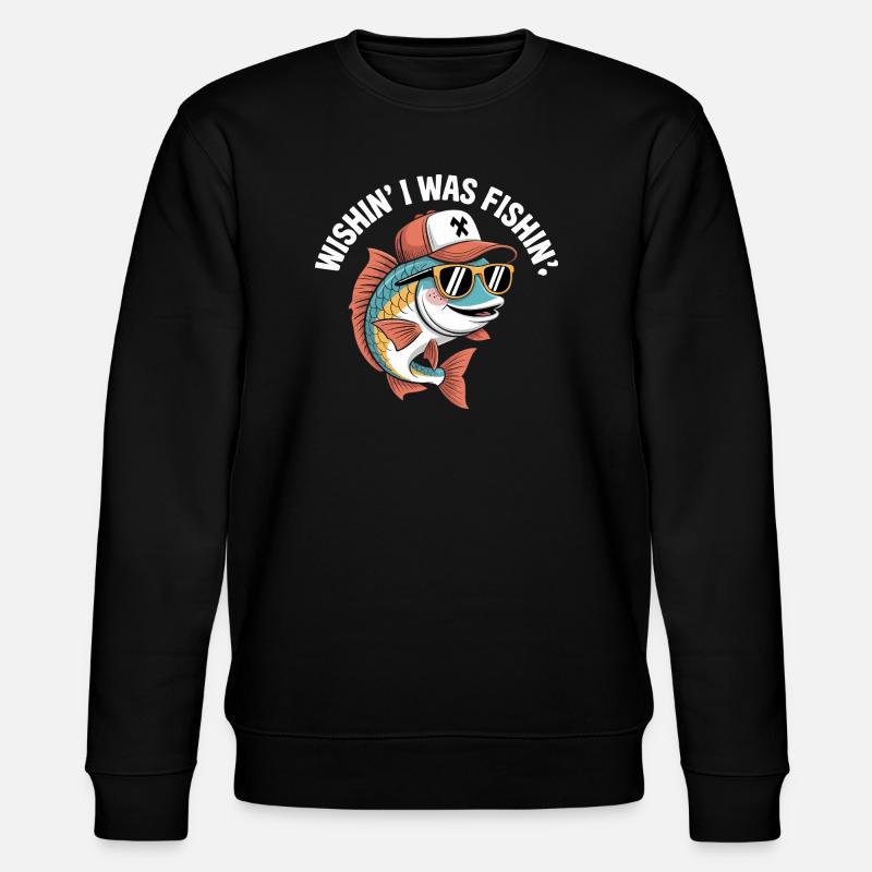 Fisch mit Sonnenbrille und Cap - Stanley/Stella Unisex Bio-Sweatshirt CHANGER  - Schwarz