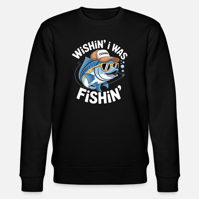 Humorvoller Fisch mit Surf-Accessoires - Stanley/Stella Unisex Bio-Sweatshirt CHANGER - Schwarz