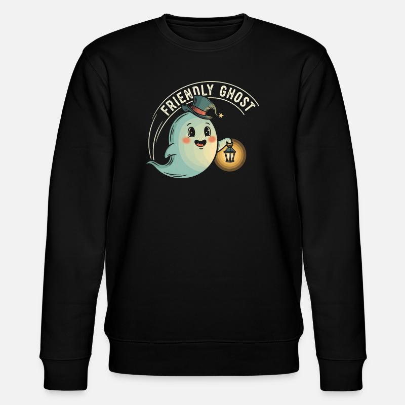 Friendly Ghost with Lantern - Stanley/Stella CHANGER Unisex Organic Sweatshirt - black