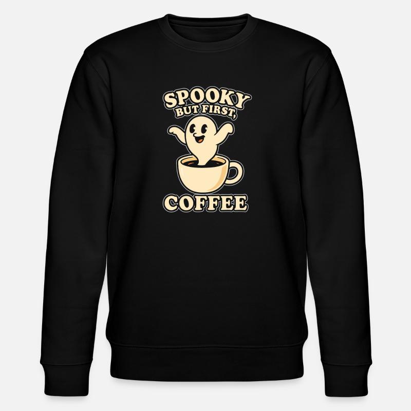 Spooky Kaffee Motiv mit Kuschelgeist - Sweat bio CHANGER Stanley/Stella Unisexe - noir
