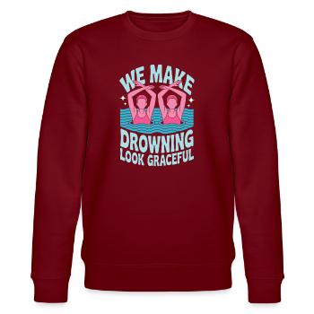 Synchronschwimmen Kunstschwimmen Wassersport - Stanley/Stella Unisex Bio-Sweatshirt CHANGER  - Burgunderrot - Vorne - Nik (191cm) & Marisol (170cm)