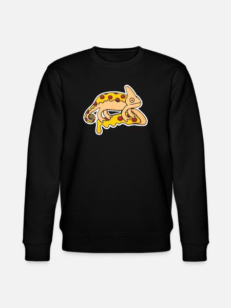 Funny-chameleon-iguana-pizza-motif - Stanley/Stella CHANGER Unisex Organic Sweatshirt - black