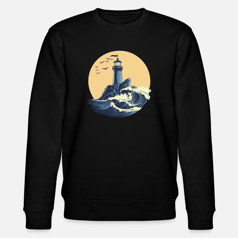 Leuchtturm auf stürmischer See - Stanley/Stella Unisex Bio-Sweatshirt CHANGER  - Schwarz