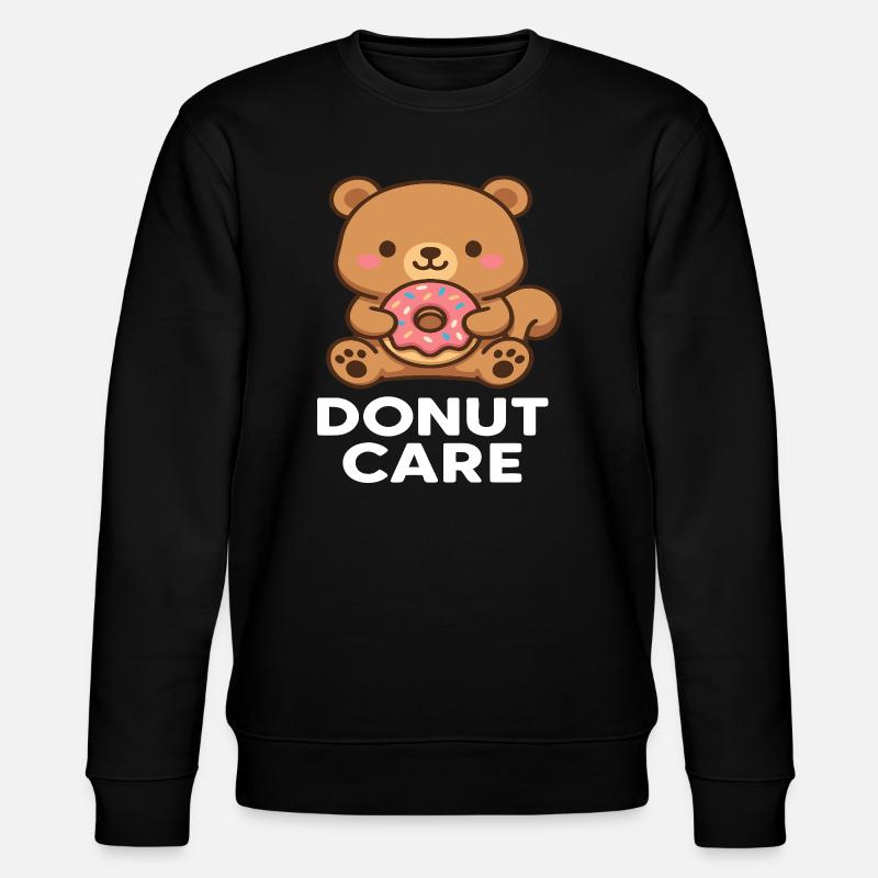 Kuscheller Bär mit Donut-Accessoire - Stanley/Stella Unisex Bio-Sweatshirt CHANGER - Schwarz