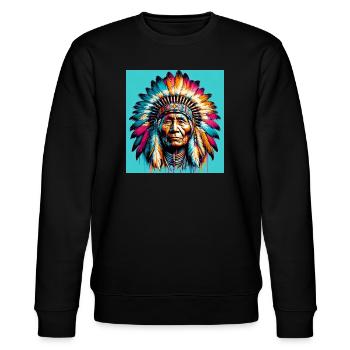 Amerikanisch, Indianer, Amerikaner - Stanley/Stella Unisex Bio-Sweatshirt CHANGER  - Schwarz - Vorne - Nik (191cm) & Marisol (170cm)