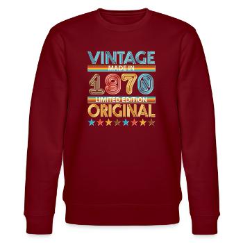 1970 - Stanley/Stella CHANGER Unisex Organic Sweatshirt - burgundy - Front - Nik (191cm) & Marisol (170cm)