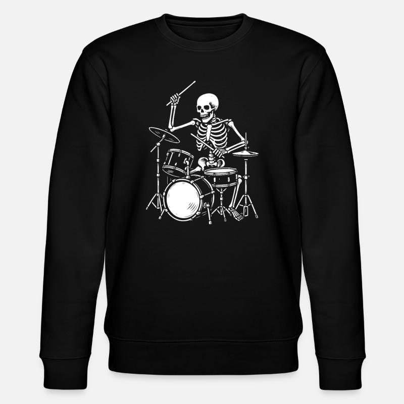 Squelette jouant de la batterie - Sweat bio CHANGER Stanley/Stella Unisexe - noir