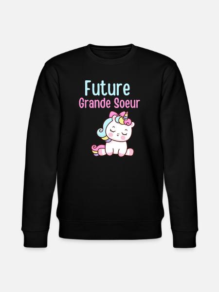 Zukünftige große Schwester Einhorn - Stanley/Stella Unisex Bio-Sweatshirt CHANGER  - Schwarz
