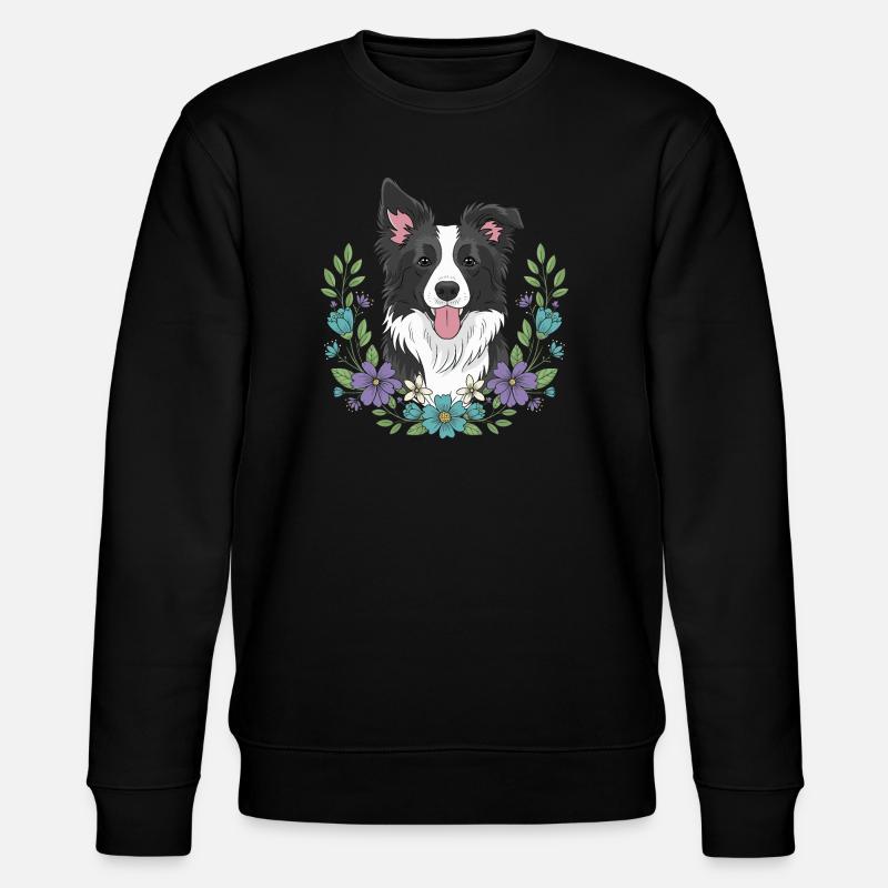 Border Collie Blumenfeier - Stanley/Stella Unisex Bio-Sweatshirt CHANGER  - Schwarz