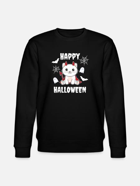 Cat Happy Halloween Devil Costume - Stanley/Stella CHANGER Unisex Organic Sweatshirt - black