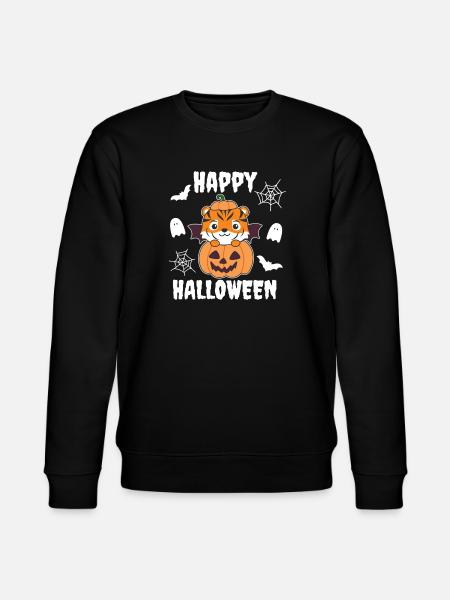 Tiger Happy Halloween Pumpkin Bat Costume - Stanley/Stella CHANGER Unisex Organic Sweatshirt - black