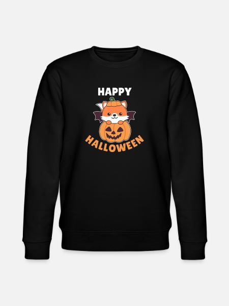 Fox Happy Halloween Pumpkin Bat Costume - Stanley/Stella CHANGER Unisex Organic Sweatshirt - black
