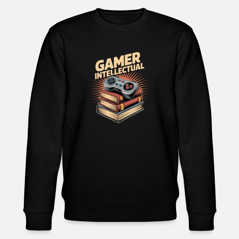 Gamer Intellectual Controller Book Stack - Stanley/Stella CHANGER Unisex Organic Sweatshirt - black