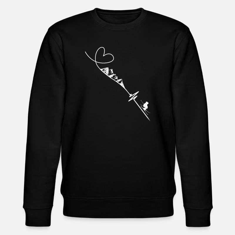 Skifahren Heartbeat - Stanley/Stella Unisex Bio-Sweatshirt CHANGER  - Schwarz