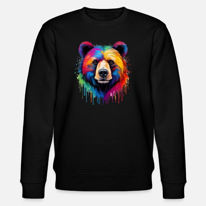 Bär in Regenbogenfarben - Stanley/Stella Unisex Bio-Sweatshirt CHANGER  - Schwarz