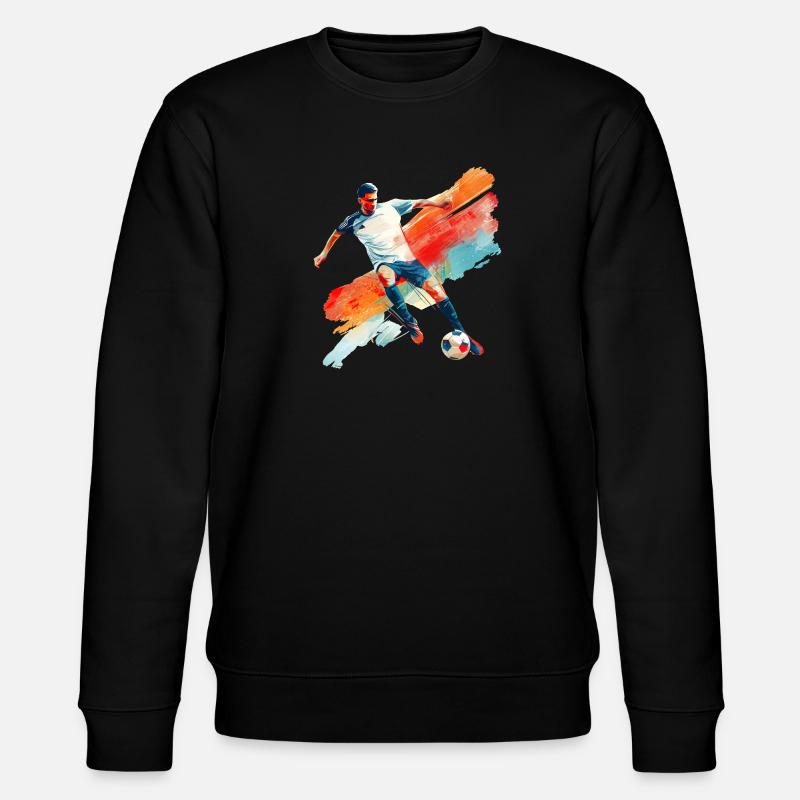 Dynamischer Fußballspieler in Bewegung - Stanley/Stella Unisex Bio-Sweatshirt CHANGER  - Schwarz