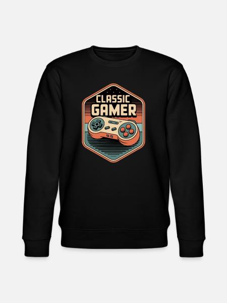 Classic Gamer Retro Controller Badge - Stanley/Stella CHANGER Unisex Organic Sweatshirt - black