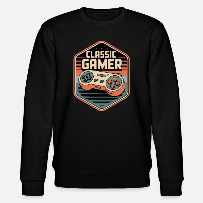 Classic Gamer Retro Controller Badge - Stanley/Stella CHANGER Unisex Organic Sweatshirt - black