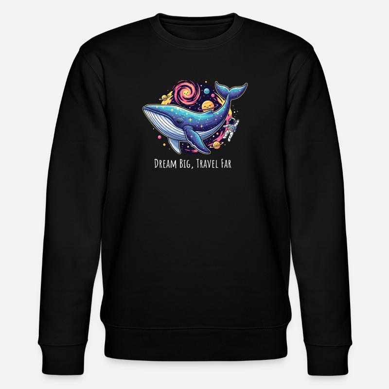 Illustration d’aventure de baleine cosmique - Sweat bio CHANGER Stanley/Stella Unisexe - noir