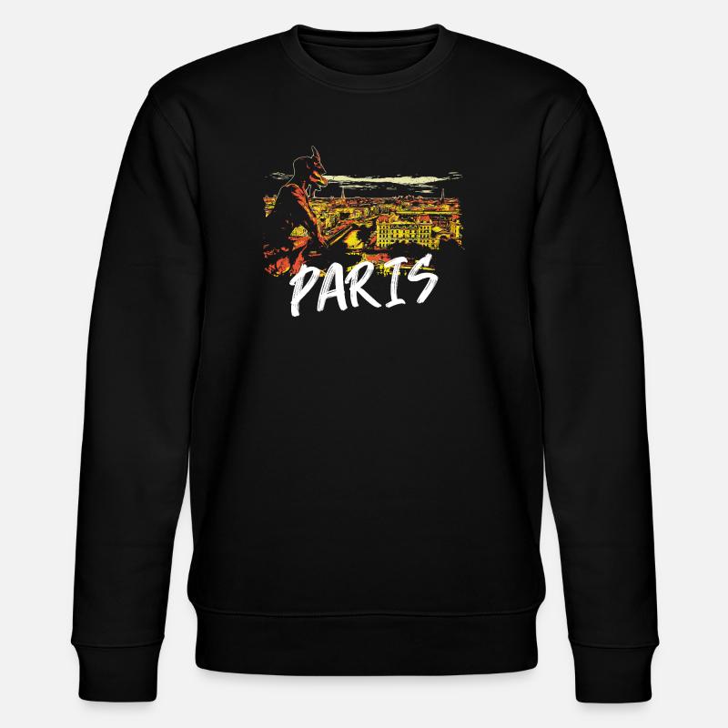 Paris Illustration mit Wasserspeier - Stanley/Stella Unisex Bio-Sweatshirt CHANGER  - Schwarz