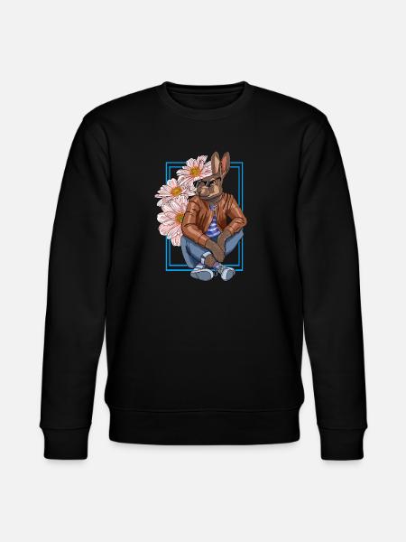 Stylischer Hasen-Charakter mit Blumen - Stanley/Stella Unisex Bio-Sweatshirt CHANGER - Schwarz