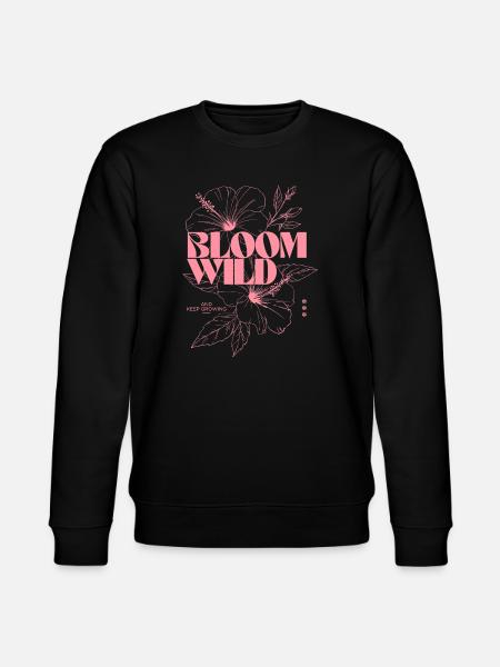 Bloom Wild Floral Illustration - Stanley/Stella CHANGER Unisex Organic Sweatshirt - black