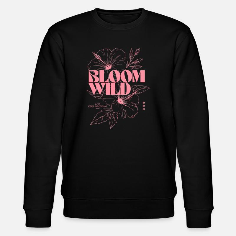 Blüte Wild Blumen Illustration - Stanley/Stella Unisex Bio-Sweatshirt CHANGER - Schwarz
