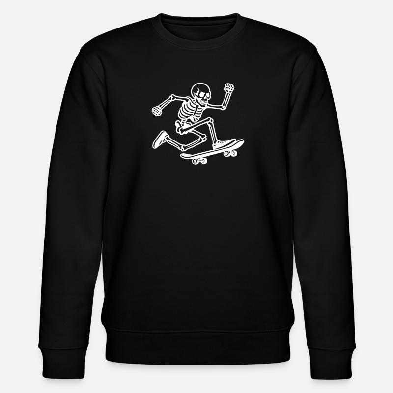 Skull skeleton on skateboard - Stanley/Stella CHANGER Unisex Organic Sweatshirt - black