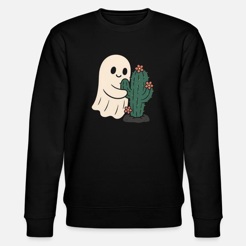 Playful ghost with cactus design - Stanley/Stella CHANGER Unisex Organic Sweatshirt - black