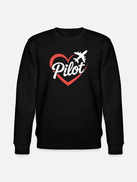 Herz und Flugzeug Pilot Design - Stanley/Stella Unisex Bio-Sweatshirt CHANGER - Schwarz