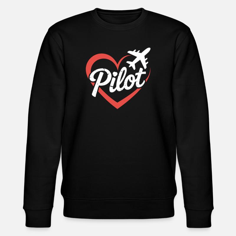 Herz und Flugzeug Pilot Design - Stanley/Stella Unisex Bio-Sweatshirt CHANGER  - Schwarz