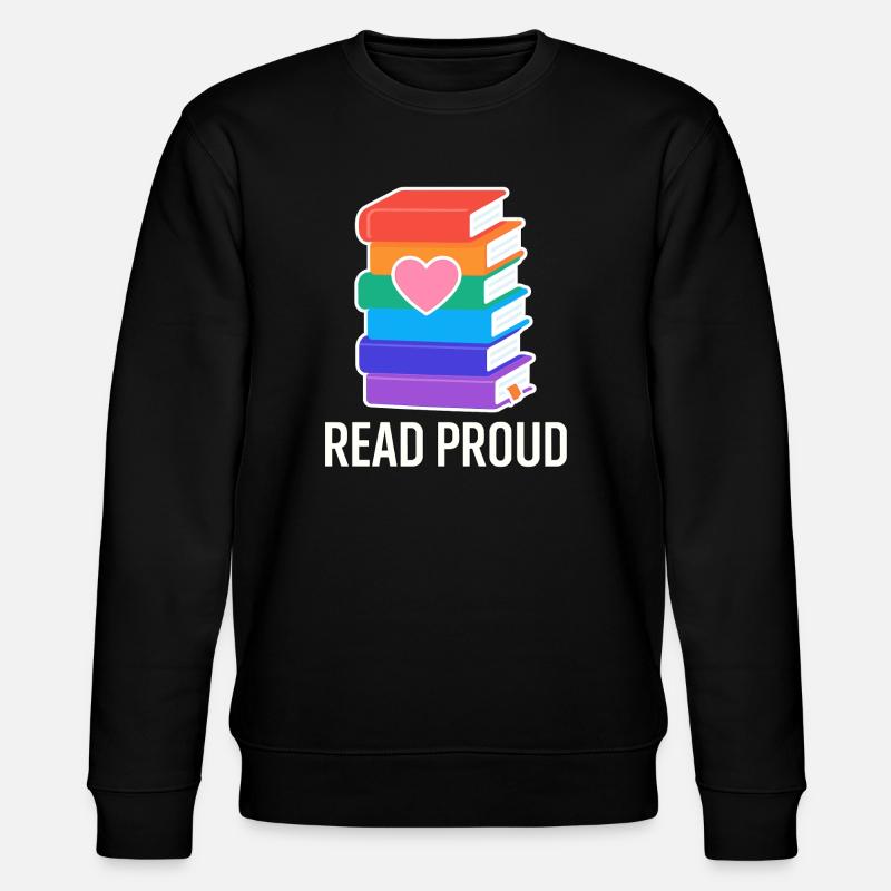Reading Pride With Rainbow Heart - Stanley/Stella CHANGER Unisex Organic Sweatshirt - black