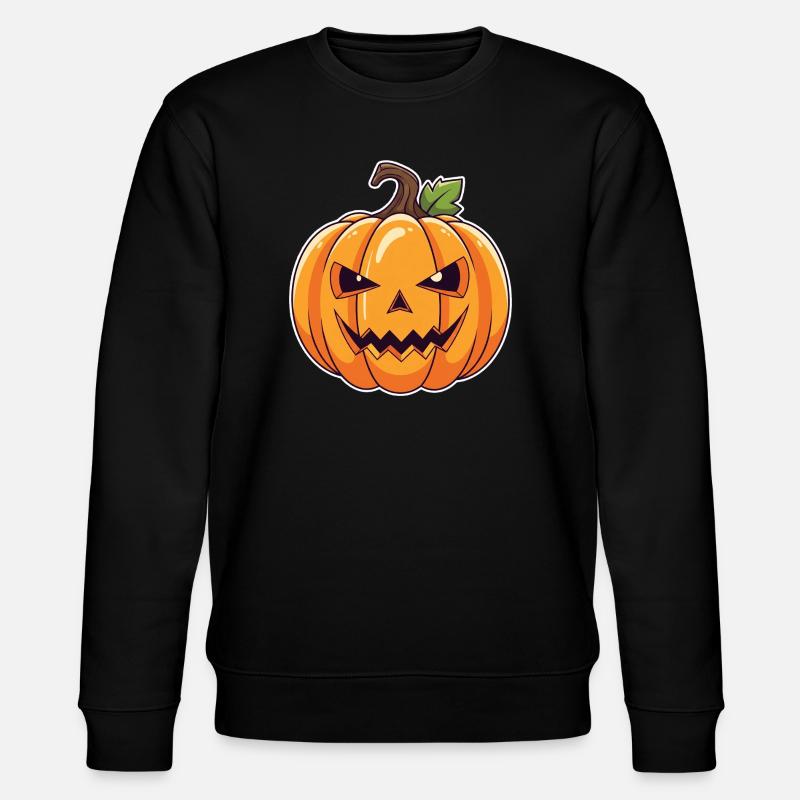 Gruseliger Kürbiskopf Halloween - Stanley/Stella Unisex Bio-Sweatshirt CHANGER - Schwarz
