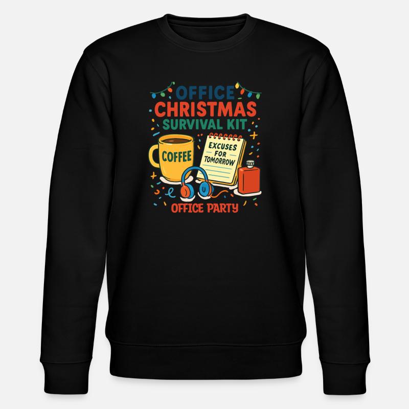 Büro-Weihnachtsfeier-Überlebenskit - Stanley/Stella Unisex Bio-Sweatshirt CHANGER  - Schwarz