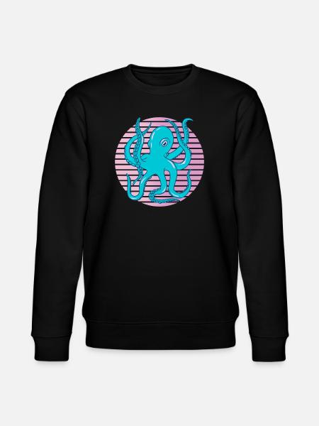Neon Octopus Retro Sea Art Squid - Stanley/Stella CHANGER Unisex Organic Sweatshirt - black